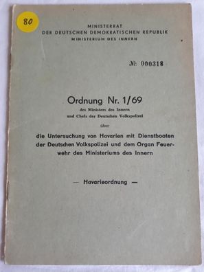 DDR MdI Ordnung Nr.1/69 Havarieordnung