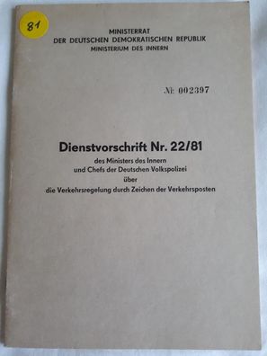 DDR MdI Dienstvorschrift Nr.22/81 Verkehrsregelung durch Zeichen der Verkehrsposten