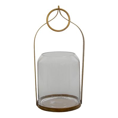 Clayre & Eef Windlicht 22x21x43 cm Kupferfarbig Metall Glas Rund (Gr. 22x21x43 cm)