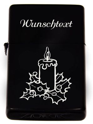 Weihnachtsfeuerzeug 5 schwarz mit Lasergravur