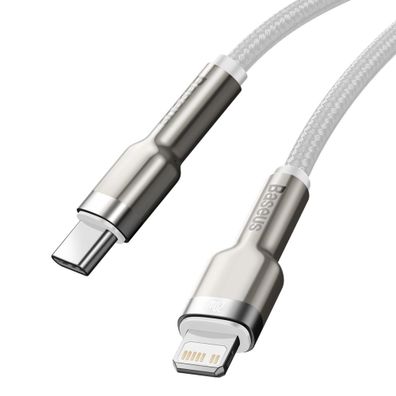 Schnellladekabel Metalldatenkabel USB-C kompatibel mit iPhone 20W in Weiß