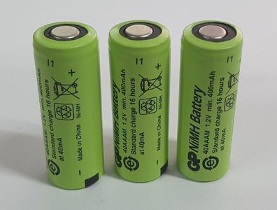 SET - GP - 40AAAM - 2/3 AAA - 1,2 Volt 400mAh Ni-MH - 3er Pack