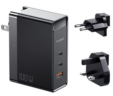 Mcdodo 100W GaN 3 Port Wandladegerät Fast Charger 2x Typ-C + USB Anschlüsse Schnel