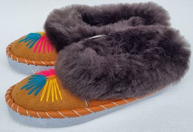 Lammfell Warme Hausschuhe Mokassin Gr.39 NEU Schaffell/leder Handarbeit Vario*14