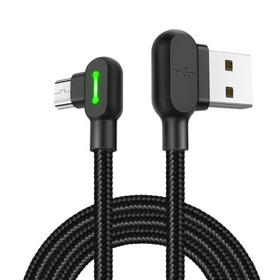 Mcdodo LED 90 Grad Micro-USB M Ladekabel Winkel USB Kabel abgewinkelt Nylon gefloc