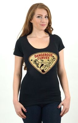 Lucky 13 Female Shirt Curves Skull Black