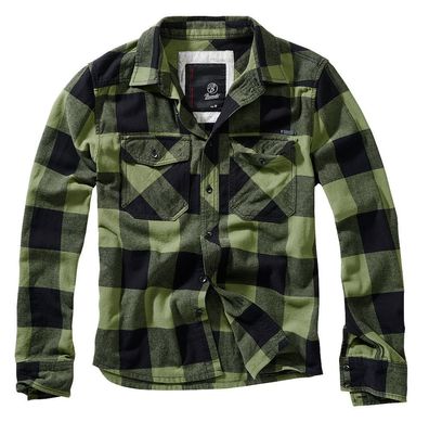 Brandit Hemd Checkshirt in Black/Olive