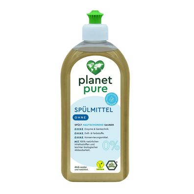 PLANET PURE Spülmittel 0% OHNE hautschonend sauber 100% natürliche Inhaltsstoffe