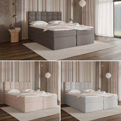 Boxspringbett BASIC Komplett-Set Matratze + Topper mit zwei Bettkästen Polsterbett