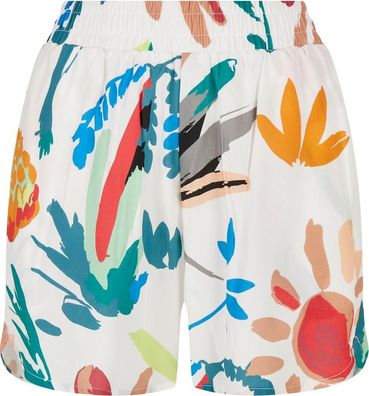 Urban Classics Damen Ladies AOP Viscose Resort Shorts Whitesandfruity