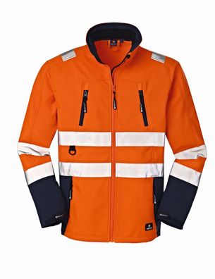 4PROTECT Warn-Wetterschutz-Softshell-Jacke Pittsburgh Leuchtorange/Navy