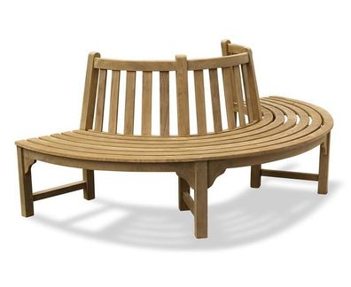 Baumbank Fermo mit Rückenlehne Teak Massivholz 180 cm 180°