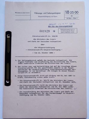 DDR MdI Dienstvorschrift Nr.105/86 Körperertüchtigung