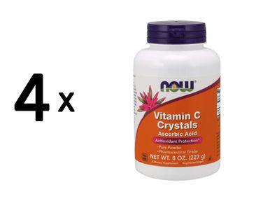 4 x Now Foods Vitamin C Crystals (227g) Unflavoured