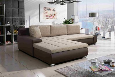 FURNIX Ecksofa Tommaso Schlaffunktion mit Bettkasten Kissen Couch L-FormTY4MA128