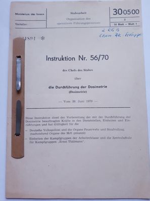 DDR MdI Anweisung Instruktion Nr.56/70 Durchführung der Dosimetrie