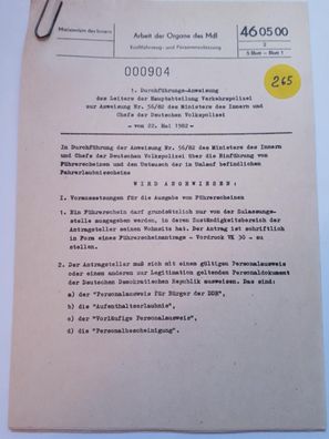 DDR MdI 1. Durchführungsanweisung zur Anweisung Nr.56/82