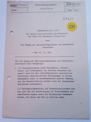 DDR MdI Instruktion Nr.31/74