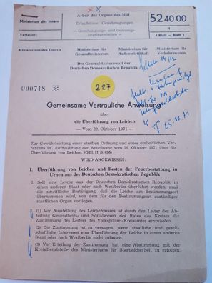 DDR MdI Gemeinsame vertrauliche Anweisung über die Überführung