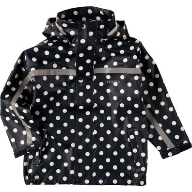 BMS Kinder Regenjacke Softskin Buddeljacke Marine mit Weißen Punkten