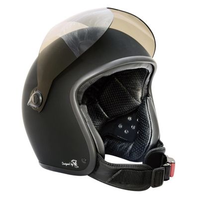 Bores Helm Bogo 2 Jethelm mit Visier u. Leder Innenfutter matt Black