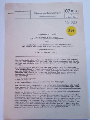 DDR MdI Direktive Nr.10/87