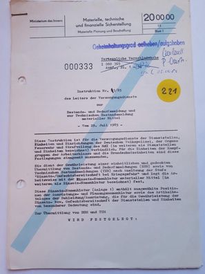 DDR MdI Instruktion Nr.3/85