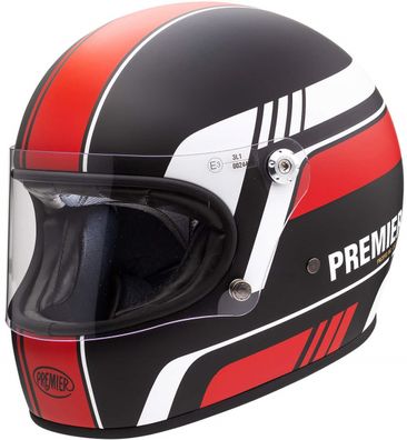 Premier Retro Integralhelm Trophy BL92 BM Black/Red/White Matt