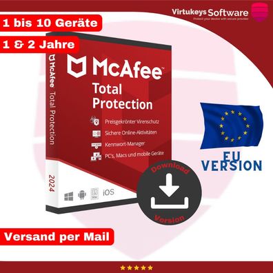 McAfee Total Protection 2024 / 1, 3, 5, 10 Geräte 1 oder 2 Jahre / ESD Download