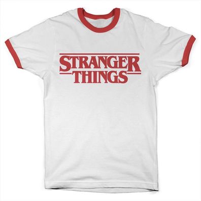 Stranger Things Logo Ringer Tee T-Shirt White-Red