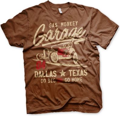 Gas Monkey Garage GMG Go Big Or Go Home T-Shirt Brown