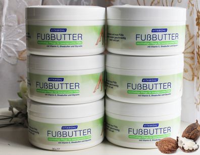 6x250ml Vitawohl Fußbutter Fuß Butter Vitamin E Sheabutter Glycerin Schütz