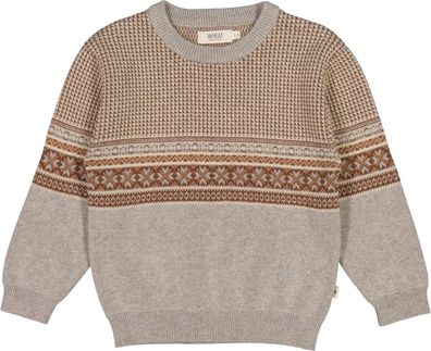 Wheat Kinder Strickpullover Jacquard Pullover Elias Warm Grey Melange