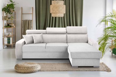 FURNIX Ecksofa Frusccio in L-Form Schlaffunktion Bettkasten PS1 Hellbeige