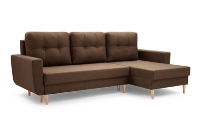 FURNIX Ecksofa NEONIL in L-Form Schlaffunktion Bettkasten MO28 Braun