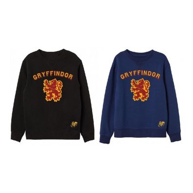 Harry Potter Pullover mit Gryffindor Wappen, blau und schwarz