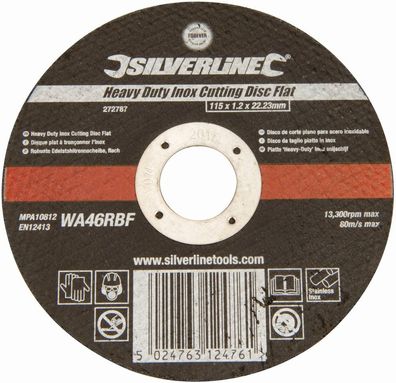 Silverline Schleif- und Trennscheiben Robuste Edelstahlschlitzscheibe, flach 115 x