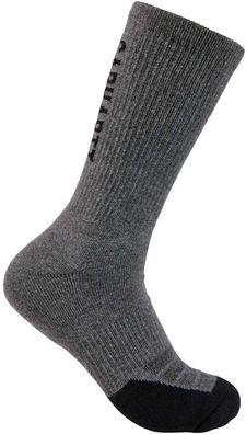 Carhartt Midweight Logo Crew Sock 3 Pack Carbon Heather