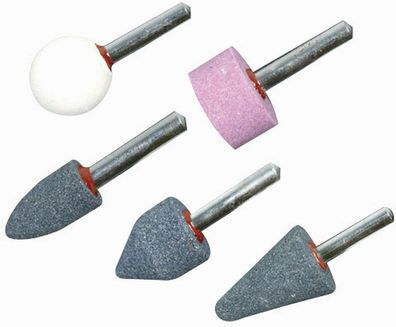 Silverline Schleifzubehör Stein-Schleifstifte, 5-tlg. Satz 6-mm-Aufnahmeschaft