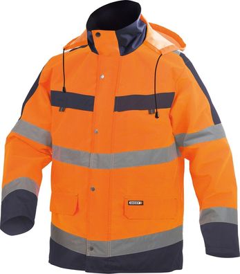 Dassy Warnschutz Regen-Parka Atlantis PES70 Neonorange/Dunkelblau