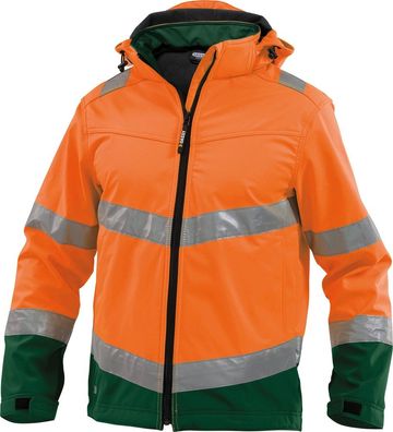 Dassy Warnschutz Softshell-Jacke Malaga PES74 Neonorange/Flaschengrün