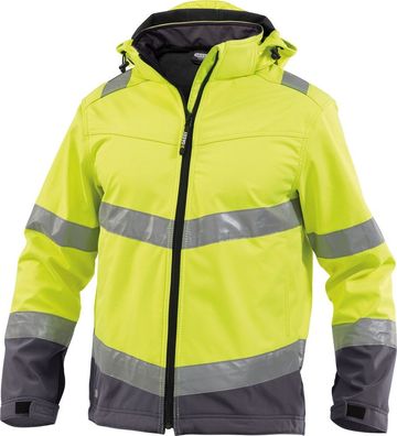 Dassy Warnschutz Softshell-Jacke Malaga PES74 Neongelb/Zementgrau