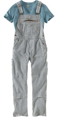 Carhartt Damen Latzhose Relaxed Fit Denim Bib Overall Railroad Stripe