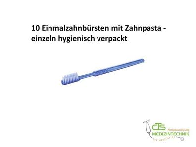 10x Einmalzahnbürsten Einweg Zahnbürste mit Zahnpasta einzeln verpackt Camping