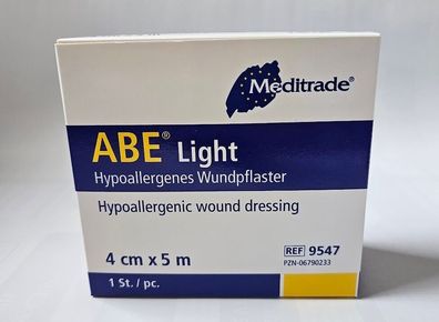 Wundpflaster ABE Light Hypoallergen 4 cm x 5 m Rollenpflaster Wundschnellverband