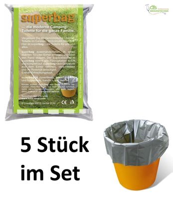 5 Stück Superbag Campingtoilette Notfall-Toilette Einlagetoilette Campertoilette