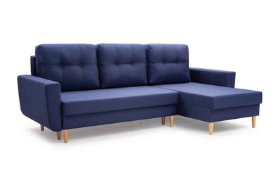 FURNIX Ecksofa NEONIL in L-Form Schlaffunktion Bettkasten MO79 Blau