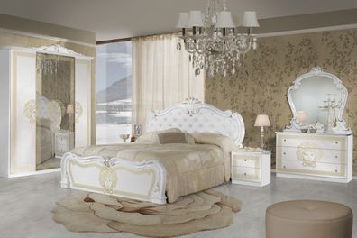 Barock Schlafzimmer Greta in Weiss/Gold 6-Teilig