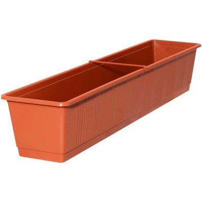 Geli Balkonkasten Standard Terracotta mit Holzstruktur 80 cm - Kunststoff