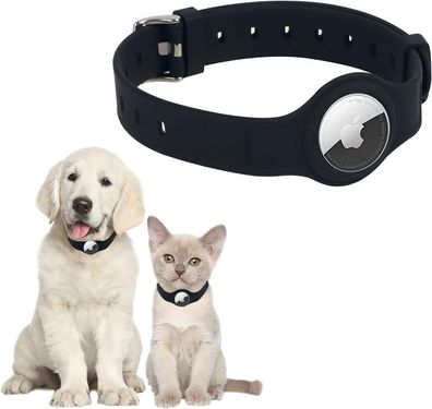 Apple AirTag-Hundehalsband, Anti-Verlust, verstellbare Silikon-Airtag-Hélle, GPS-Trac